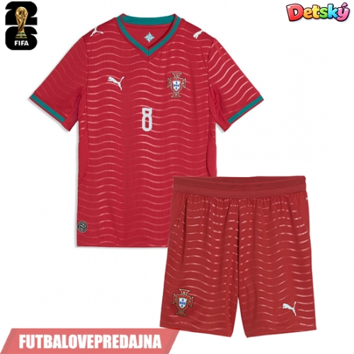 Lacne Dětský Futbalové dres Portugalsko Bruno Fernandes #8 MS 2026 Krátky Rukáv - Domáci (+ trenírky)